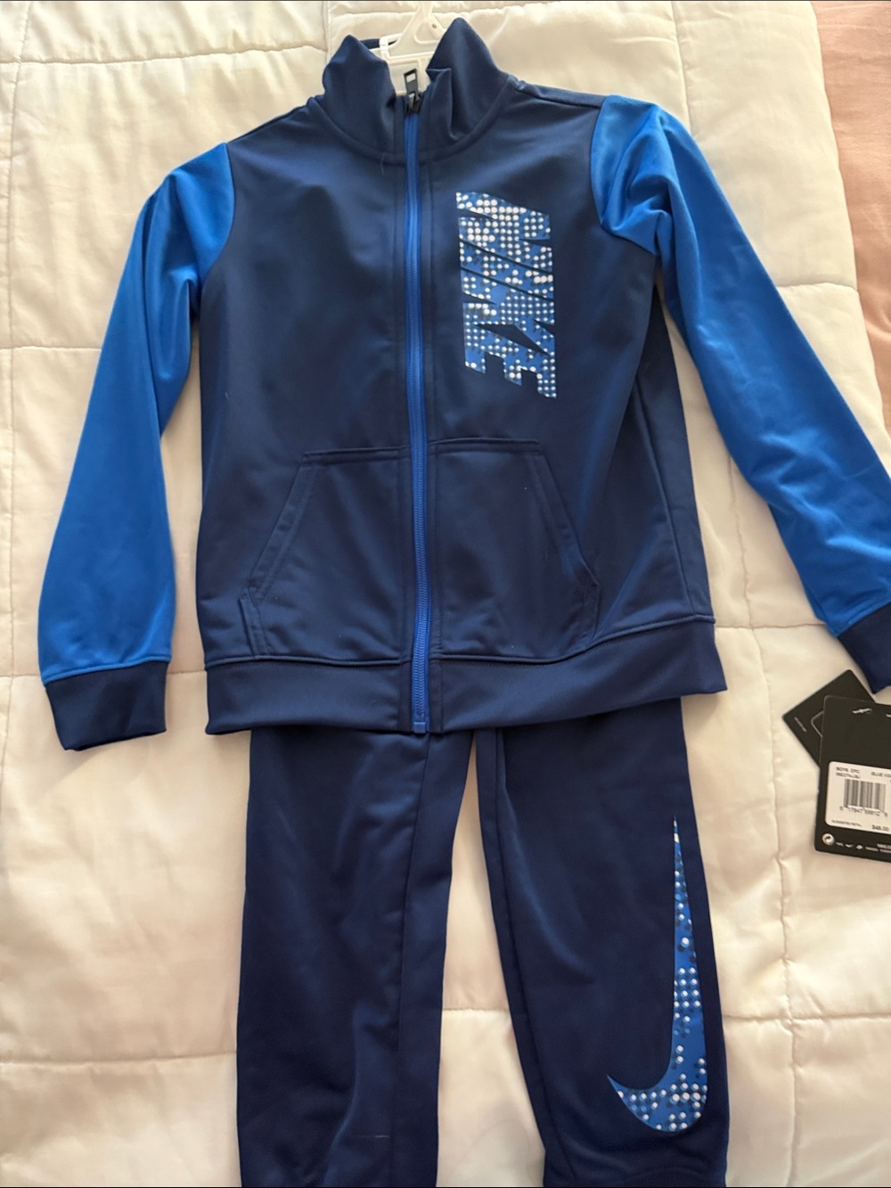 Nike Boys Navy and Bright Blue Two-Tone Zip Jacket & Pants Pajama Set